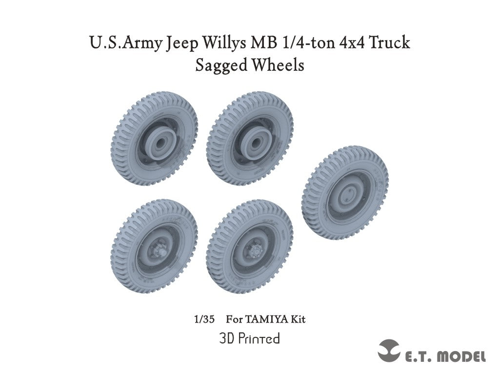 ET Model P35-156 USArmy Jeep Willys MB Camion 4x4 1/4 tonne Roues affaissées 1/35