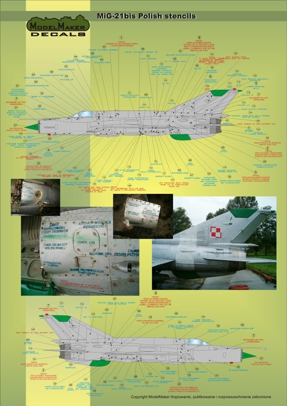 ModelMaker Decals D48020 MiG-21PFM/M/MF/bis/UM Pochoirs polonais 1/48 – immagine 6