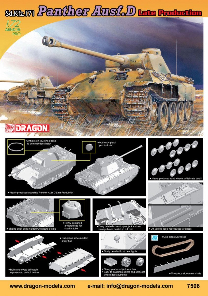 Dragon 7506 Panther Ausf.D Production tardive (1/72) – image 3