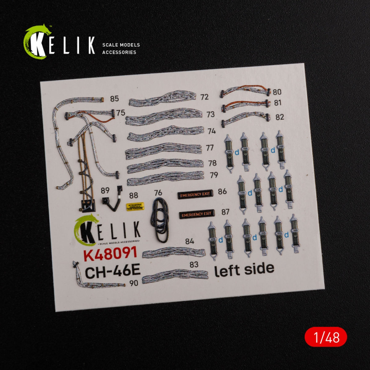 Décalcomanies 3D pour l'intérieur du compartiment cargo du CH-46E (KELIK K48091) pour la maquette Academy au 1/48
