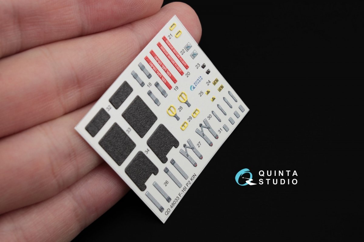 Intérieur imprimé en 3D et coloré sur papier décalcomanie Quinta Studio QD48033 F-16I (pour kit Kinetic) 1/48 – Bild 2