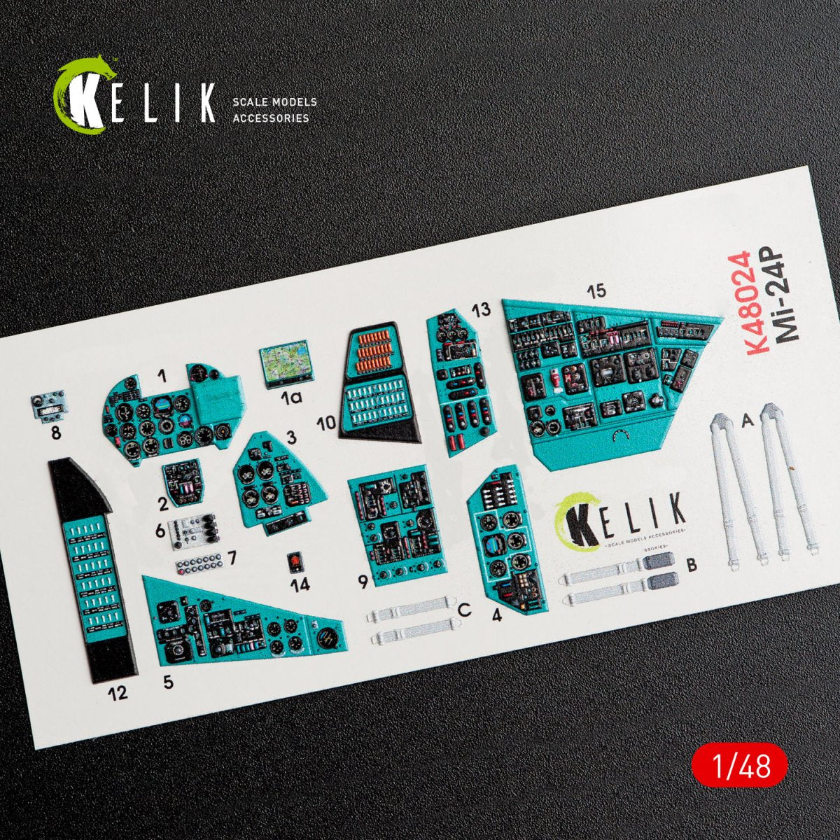 KELIK K48024 MI-24P AUTOCOLLANTS 3D INTÉRIEURS POUR KIT ZVEZDA 1/48 – immagine 2