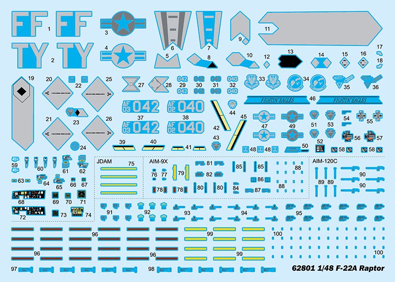 J&amp;#39;adore le kit 62801 F-22A Raptor au 1/48 – Bild 3