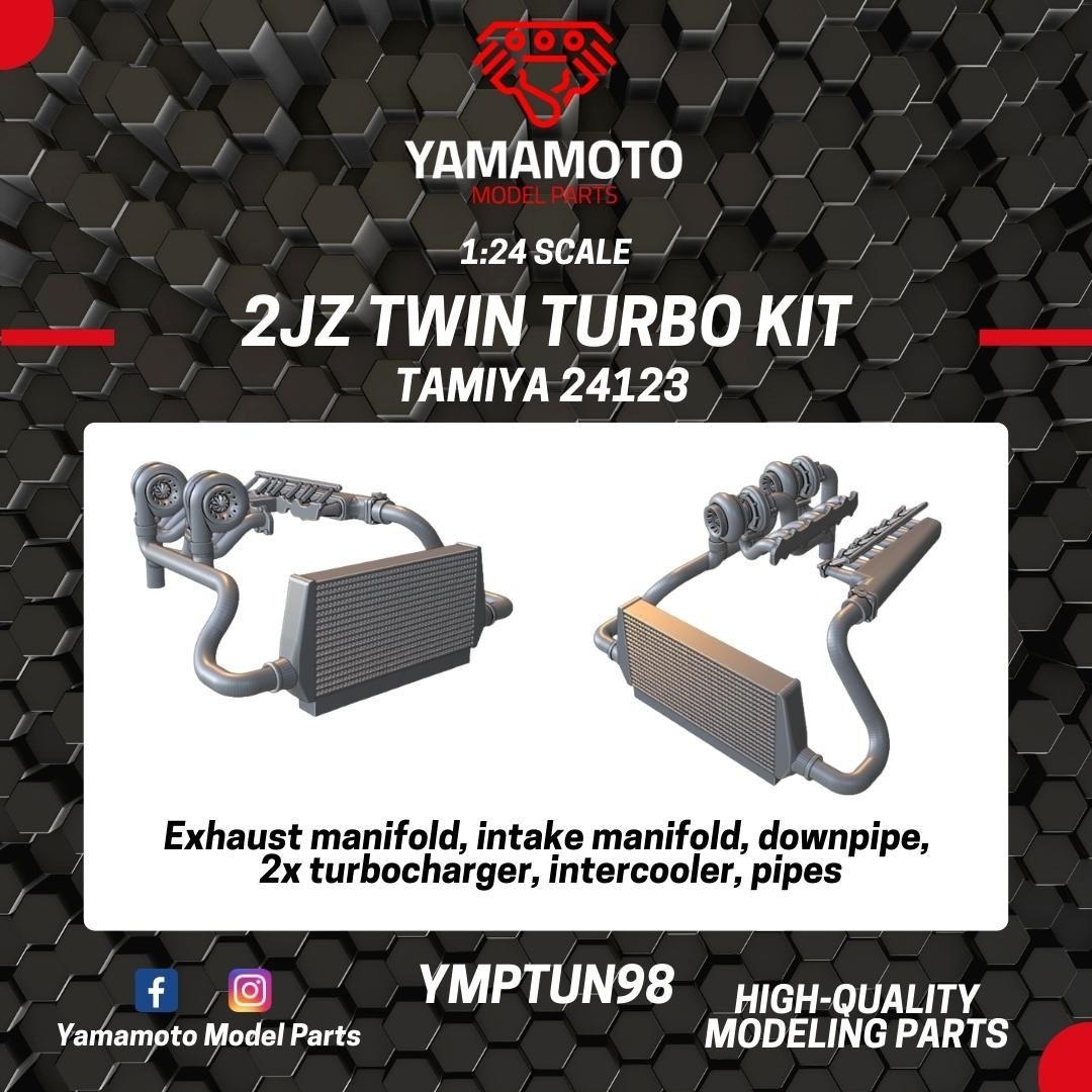 Yamamoto YMPTUN98 2JZ Twin Turbo Kit for Tamiya 24123 1/24 – zdjęcie 6