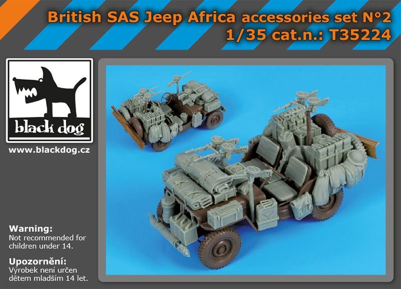 Ensemble d'accessoires Black Dog T35224 pour Jeep SAS britannique en Afrique, échelle 1/35