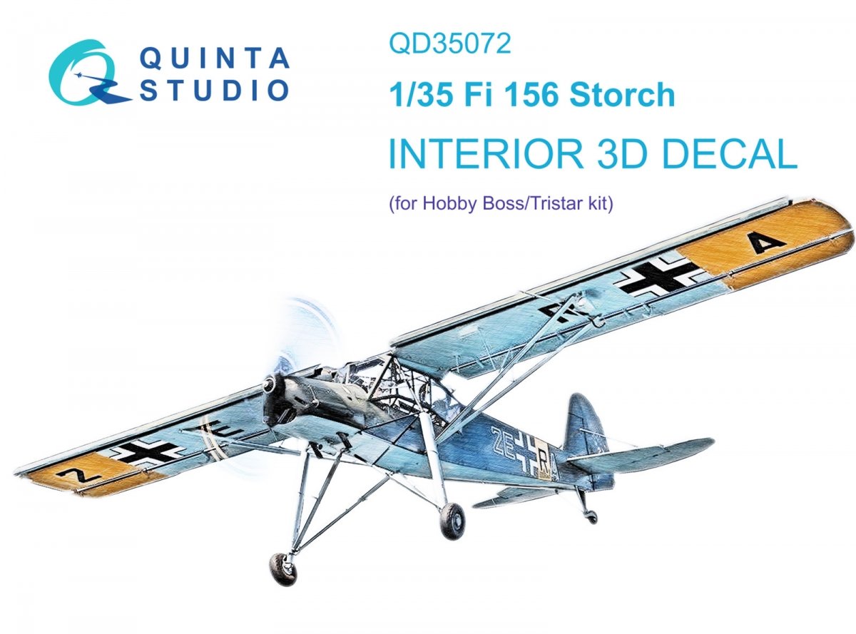 Intérieur imprimé en 3D et coloré sur papier décalcomanie Quinta Studio QD35072 Fi 156C (Hobby Boss (ex-Tristar)) 1/35