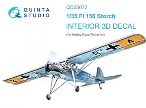 Intérieur imprimé en 3D et coloré sur papier décalcomanie Quinta Studio QD35072 Fi 156C (Hobby Boss (ex-Tristar)) 1/35