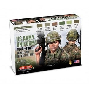 Coffret de peinture acrylique Lifecolor CS61 « Uniformes américains » (6 x 22 ml)