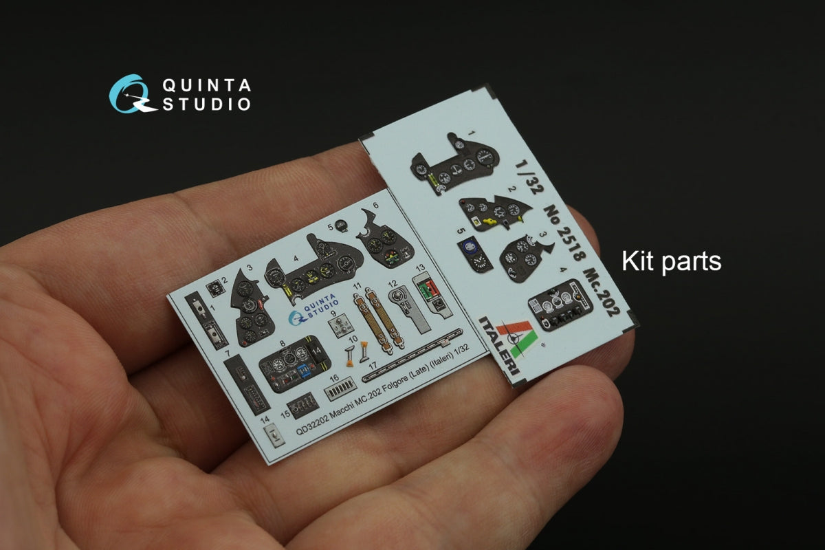 Quinta Studio QD32202 Macchi MC.202 Folgore Late 3D-Printed &amp;amp; coloured Interior on decal paper (Italeri) 1/32 – zdjęcie 12