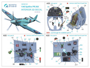 Intérieur imprimé en 3D et coloré sur papier décalcomanie Quinta Studio QD48144 Spitfire PR.XIX (Airfix) 1/48 – image 12