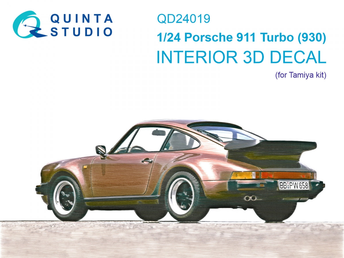 Intérieur coloré imprimé en 3D sur papier décalcomanie Quinta Studio QD24019 Porsche 911 Turbo (930) (Tamiya) 1/24 