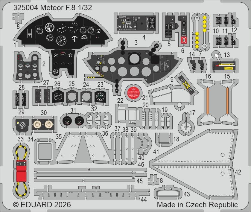 Eduard 325004 Gloster Meteor F.8 PE Parts for REVELL 1/32