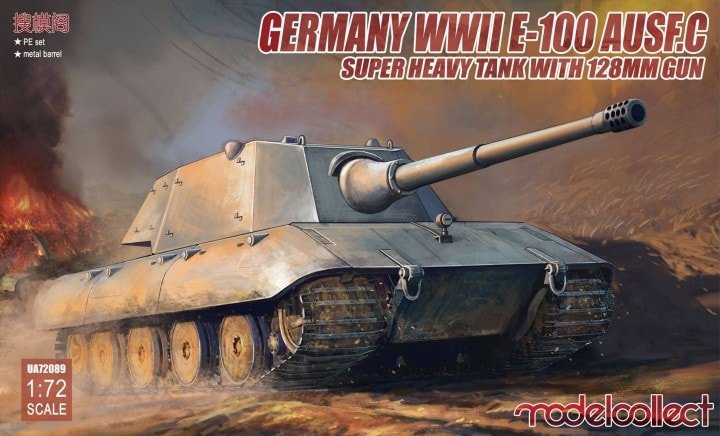 Modelcollect UA72089 Allemagne Seconde Guerre mondiale E-100 Char lourd Ausf. C avec canon de 128 mm 1/72