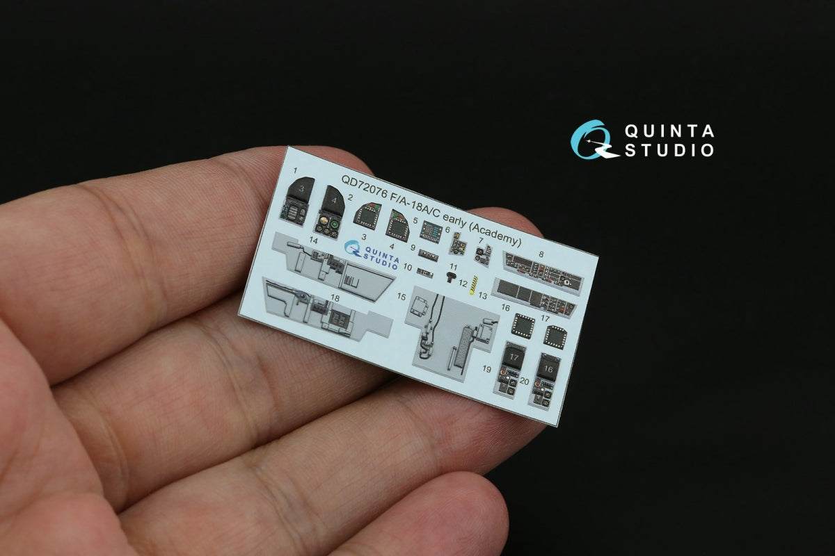 Intérieur imprimé en 3D et coloré sur papier décalcomanie Quinta Studio QD72076 F/A-18A/C (première génération) (Academy) 1/72  – image 3