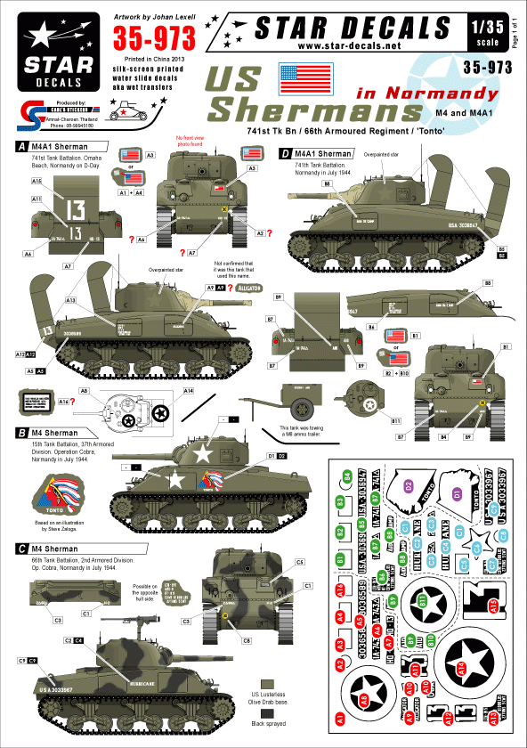 Star Decals 35-973 Shermans américains en Normandie 1/35