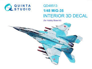 Intérieur coloré imprimé en 3D sur papier décalcomanie pour MiG-35 (Quinta Studio QD48513, HobbyBoss) à l&amp;#39;échelle 1/48