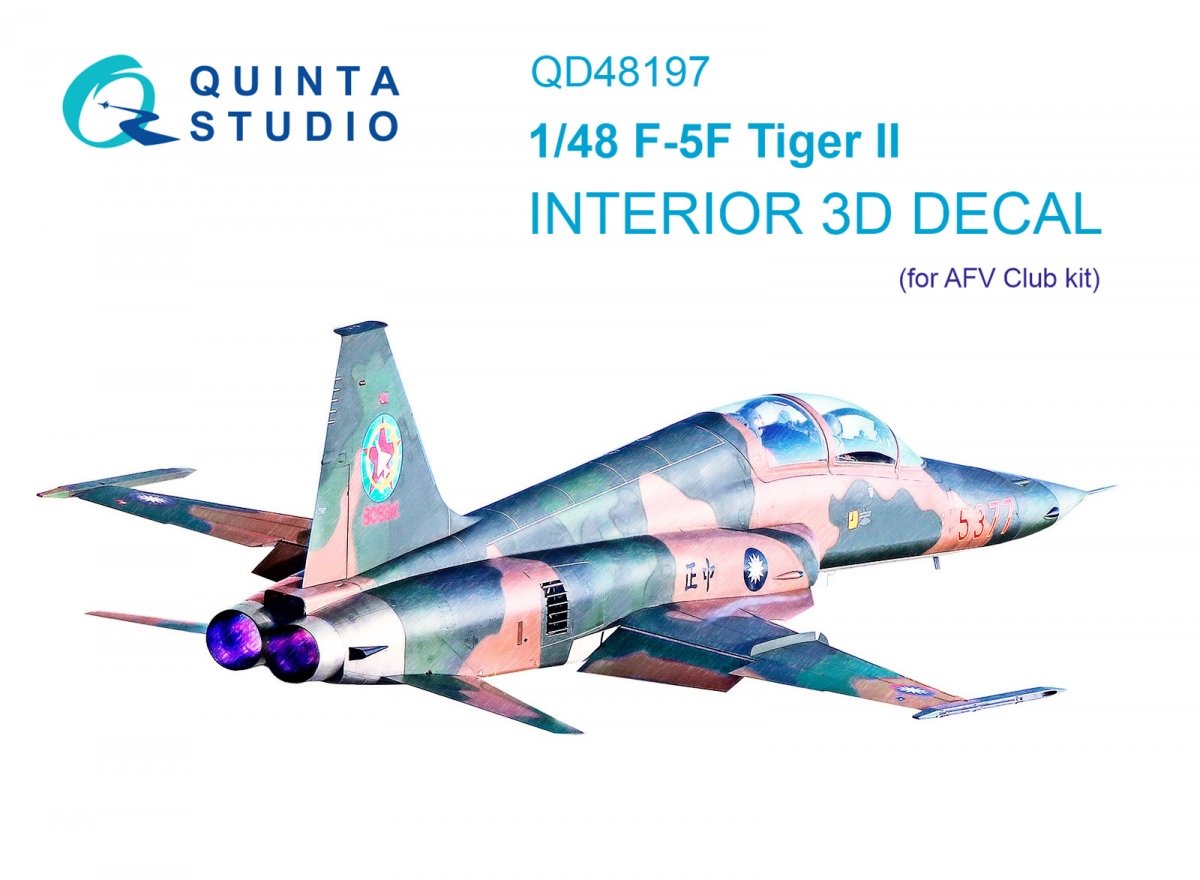 Quinta Studio QD48197 F-5F Tiger II 3D-Printed &amp; colored Interior on decal paper (for AFV Club ) 1/48