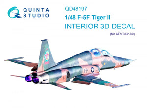 Intérieur imprimé en 3D et coloré sur papier décalcomanie Quinta Studio QD48197 pour F-5F Tiger II (pour AFV Club) à l&amp;#39;échelle 1/48