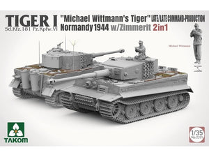 Takom 2201 Tiger I Late Production w/zimmerit Normandy 1944 Sd.Kfz. 181 Pz.Kpfw. VI Ausf. E &amp;quot;Michael Wittmann&amp;#39;s Tiger&amp;quot;(Late/Late Command) 1/35 – zdjęcie 3