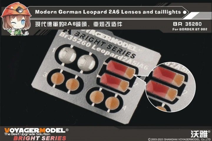 Lentilles et feux arrière Voyager Model BR35260 pour Leopard 2A6 allemand moderne (Border Model 1/35)
