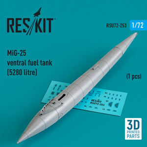 RESKIT RSU72-0253 Réservoir de carburant ventral MiG-25 (5280 litres) (1 pcs) (imprimé en 3D) 1/72