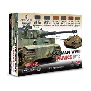 Coffret de peinture acrylique Lifecolor CS03 « Chars allemands de la Seconde Guerre mondiale » (2 x 6 x 22 ml)
