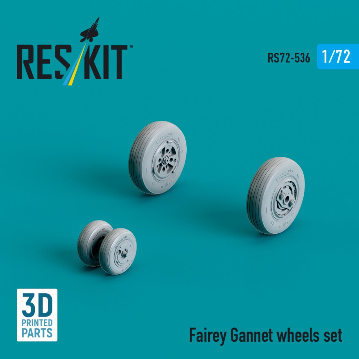 RESKIT RS72-0536 Jeu de roues Fairey Gannet (Imprimé en 3D) 1/72 – immagine 3