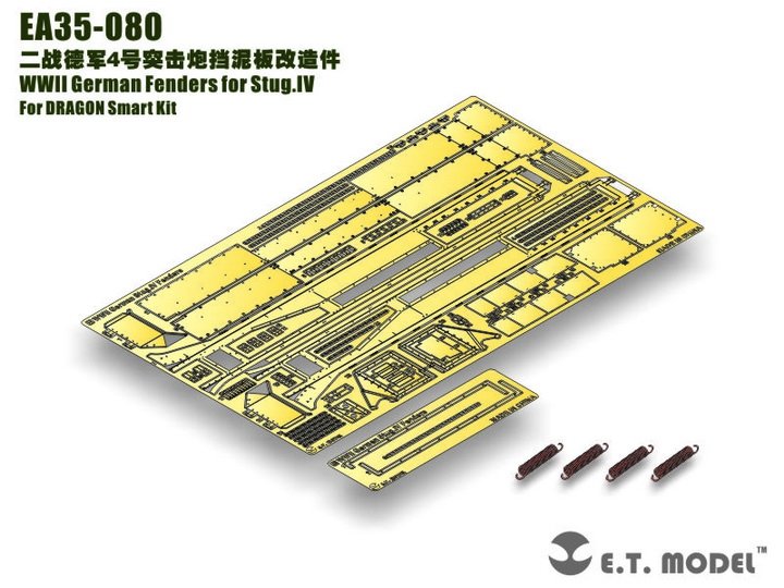 ET Model EA35-080 Garde-boues allemands de la Seconde Guerre mondiale pour Stug.IV, compatibles avec le kit DRAGON Smart au 1/35  – Bild 2