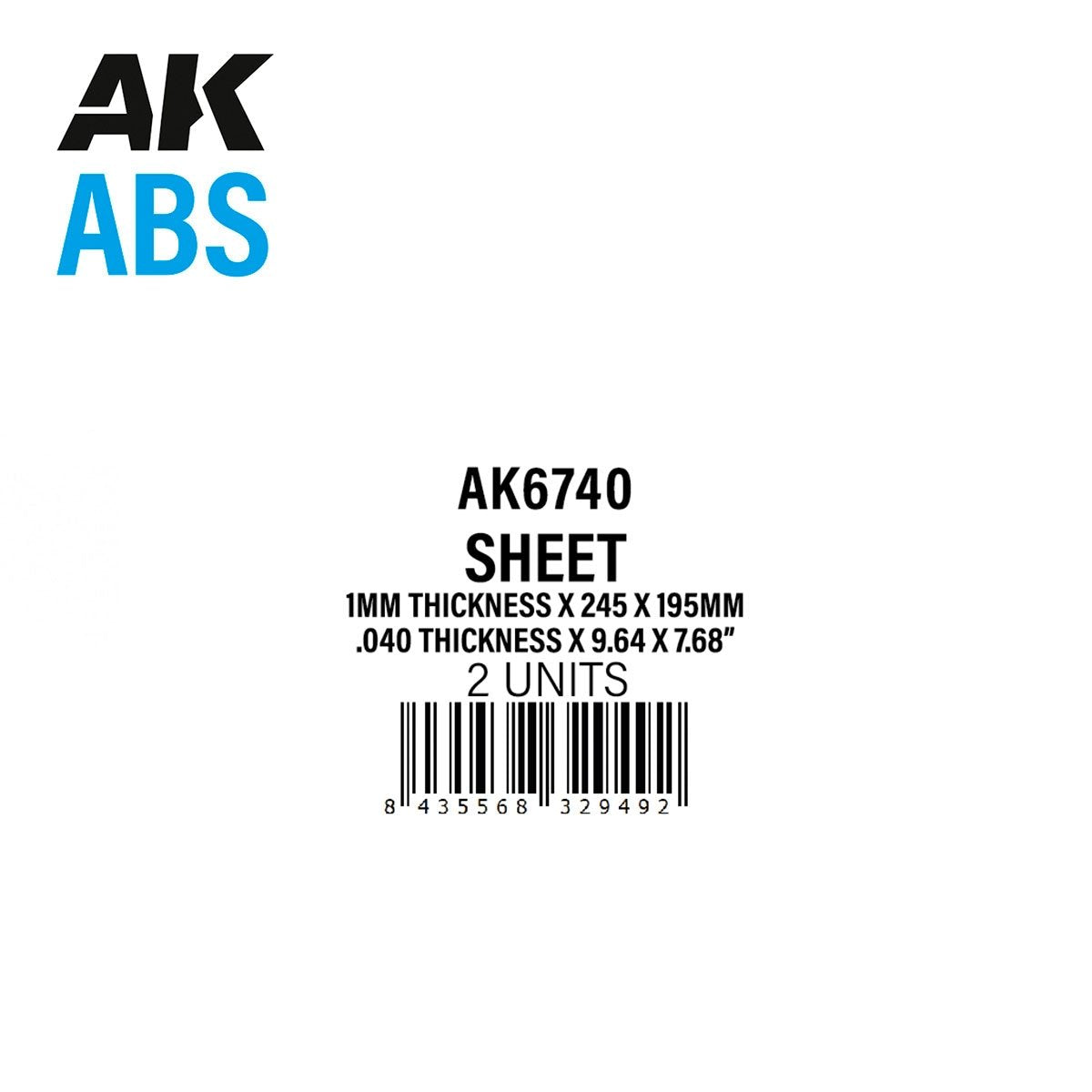 AK Interactive AK6740, plaque ABS de 1 mm d&amp;#39;épaisseur x 245 x 195 mm, 2 unités par sachet. – imagen 2
