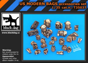 Ensemble d&amp;#39;accessoires de sacs modernes américains Black Dog T35037 au 1/35