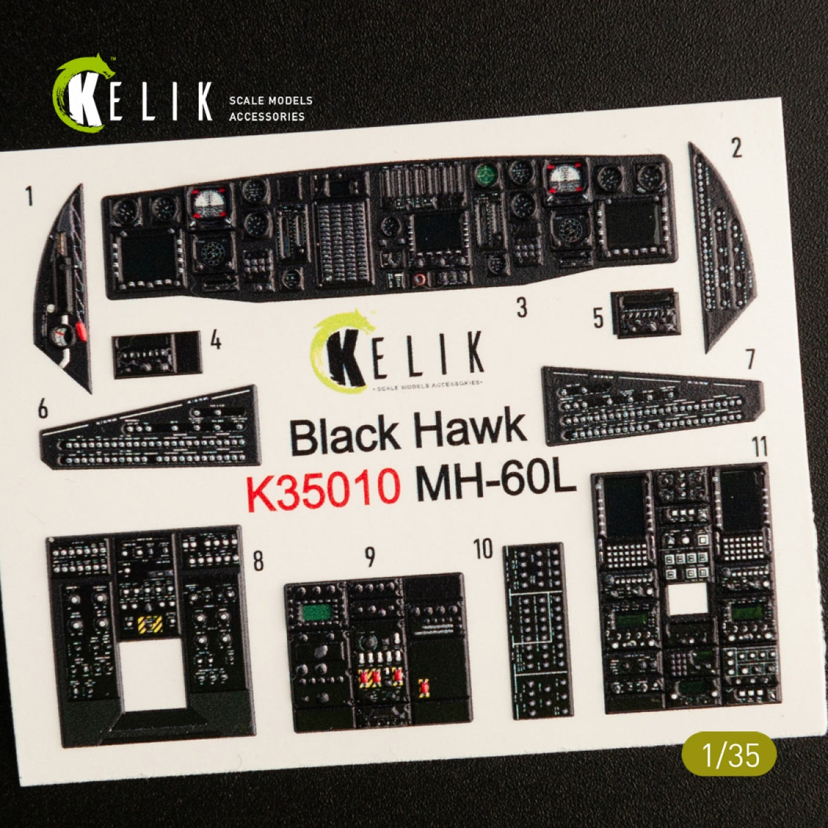 KELIK K35010 MH-60L BLACK HAWK - Décalcomanies 3D pour intérieur de la maquette Kitty Hawk au 1/35 – Bild 3
