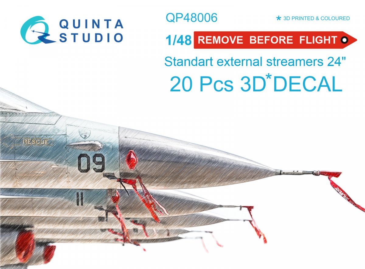 Quinta Studio QP48006 « Retirer avant le vol » streamer externe standard 24&amp;quot;, 20 pièces 1/48
