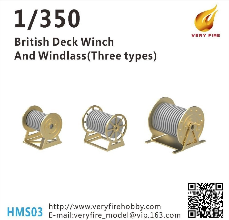Treuil et guindeau de pont britanniques Very Fire HMS03 (3 types, 23 jeux) 1/350