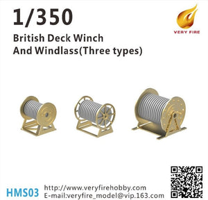 Treuil et guindeau de pont britanniques Very Fire HMS03 (3 types, 23 jeux) 1/350