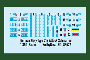 Hobby Boss 83527 Sous-marin d&amp;#39;attaque Type 212 de la marine allemande (1/350) – immagine 2