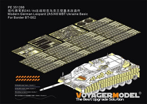 Maquette Voyager PE351266 Char de combat principal allemand moderne Leopard 2A5/A6 Ukraine Basic pour la frontière BT-002 1/35