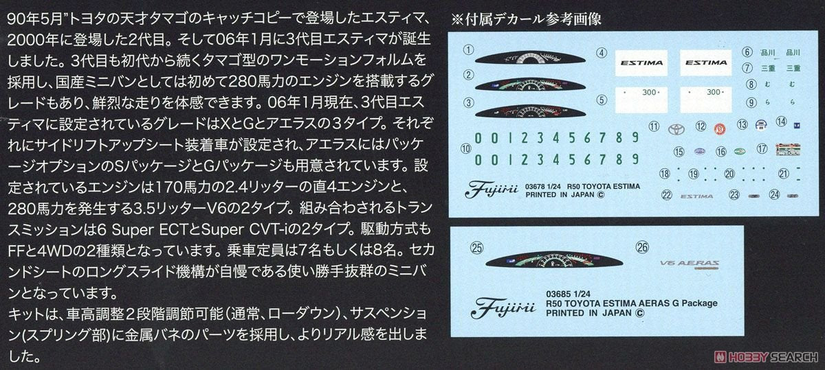 Fujimi 039787 Toyota Estima G/X/Aeras G Paquet 1/24 – Bild 9