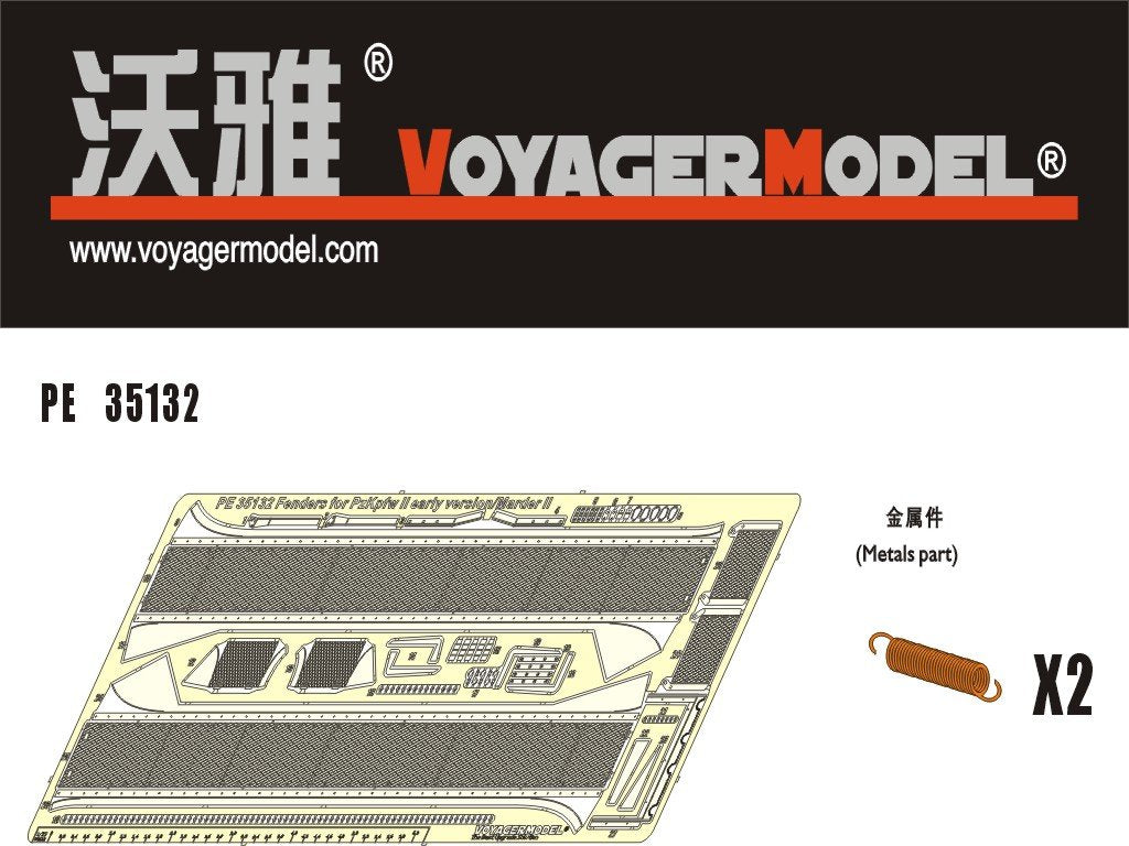 Garde-boues Voyager Model PE35132 pour Panzer II Early Version/Marder II 1/35