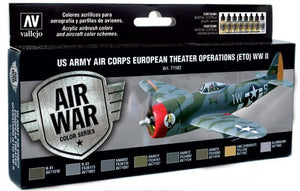 Coffret de 8 peintures Vallejo 71182 Model Air - Couleurs de l&amp;#39;US Army Air Corps (ETO) Seconde Guerre mondiale