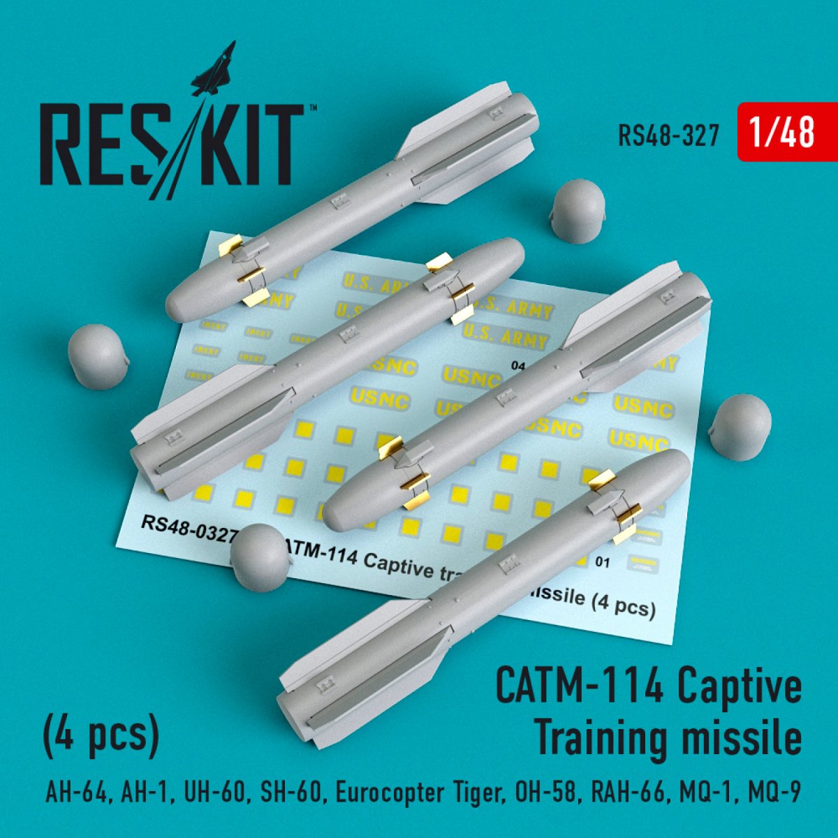 RESKIT RS48-0327 CATM-114 MISSILES D&amp;#39;ENTRAÎNEMENT CAPTIFS (4 PIÈCES) 1/48