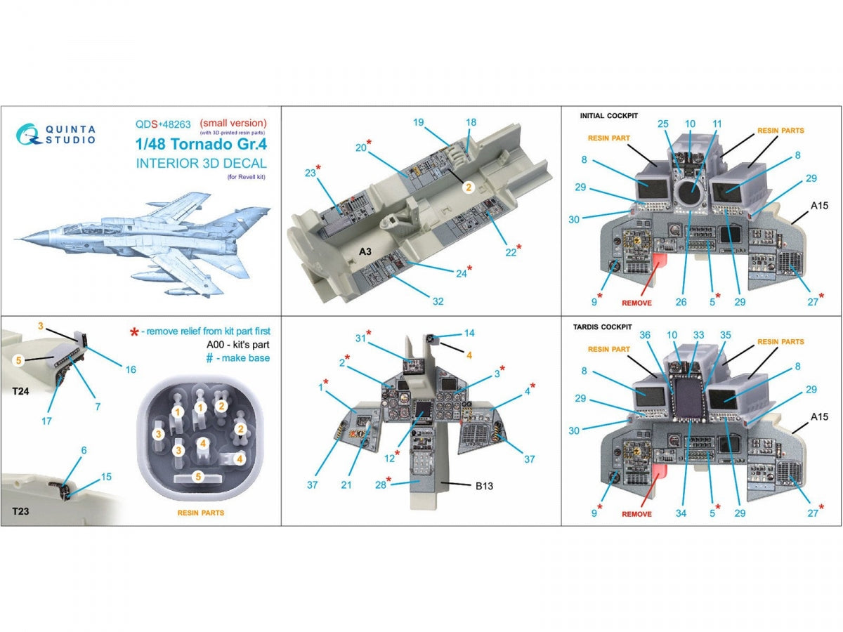 Quinta Studio QDS+48263 Tornado GR.4 Intérieur coloré imprimé en 3D sur papier décalcomanie (Revell) (petite version) (avec pièces en résine imprimées en 3D) 1/48 – image 3