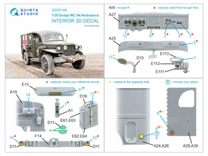 Intérieur imprimé en 3D et coloré sur papier décalcomanie (Zvezda) pour l&amp;#39;ambulance Dodge WC-54 de Quinta Studio QD35149, échelle 1/35 – image 2