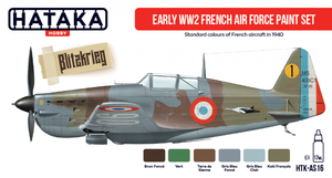 Coffret de peinture Hataka HTK-AS16 pour l&amp;#39;armée de l&amp;#39;air française du début de la Seconde Guerre mondiale (6 x 17 ml)