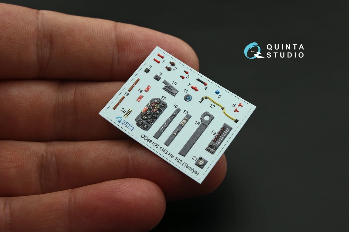 Intérieur imprimé en 3D et coloré sur papier décalcomanie Quinta Studio QD48106 He-162 (pour maquette Tamiya) 1/48 – immagine 6