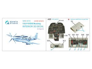 Intérieur coloré imprimé en 3D sur papier décalcomanie (Dragon) pour le P-51D/K Mustang de Quinta Studio QDS-32143 (petite version) à l&amp;#39;échelle 1/32 – immagine 2