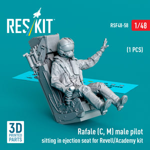 RESKIT RSF48-0058 Rafale (C, M) pilote féminine assise dans un siège éjectable pour maquette Revell/Academy (1 pièce) (Impression 3D) 1/48