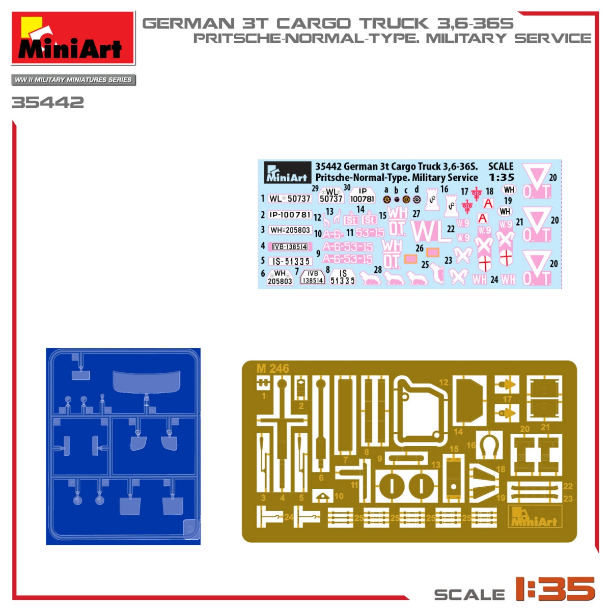 Miniart 35442 CAMION CARGO ALLEMAND 3T 3.6-36S. PRITSCHE-TYPE NORMAL. SERVICE MILITAIRE 1/35 – image 2