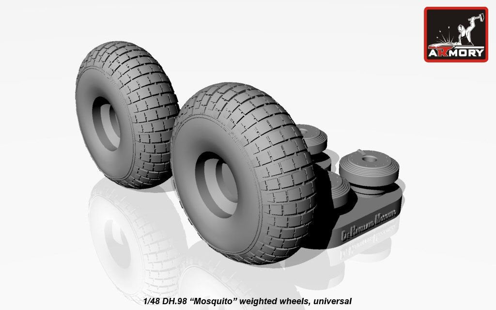 Armory Models AW48402 deHavilland DH.98 Mosquito wheels, “checkerboard” tyre pattern, weighted 1/48 – zdjęcie 2