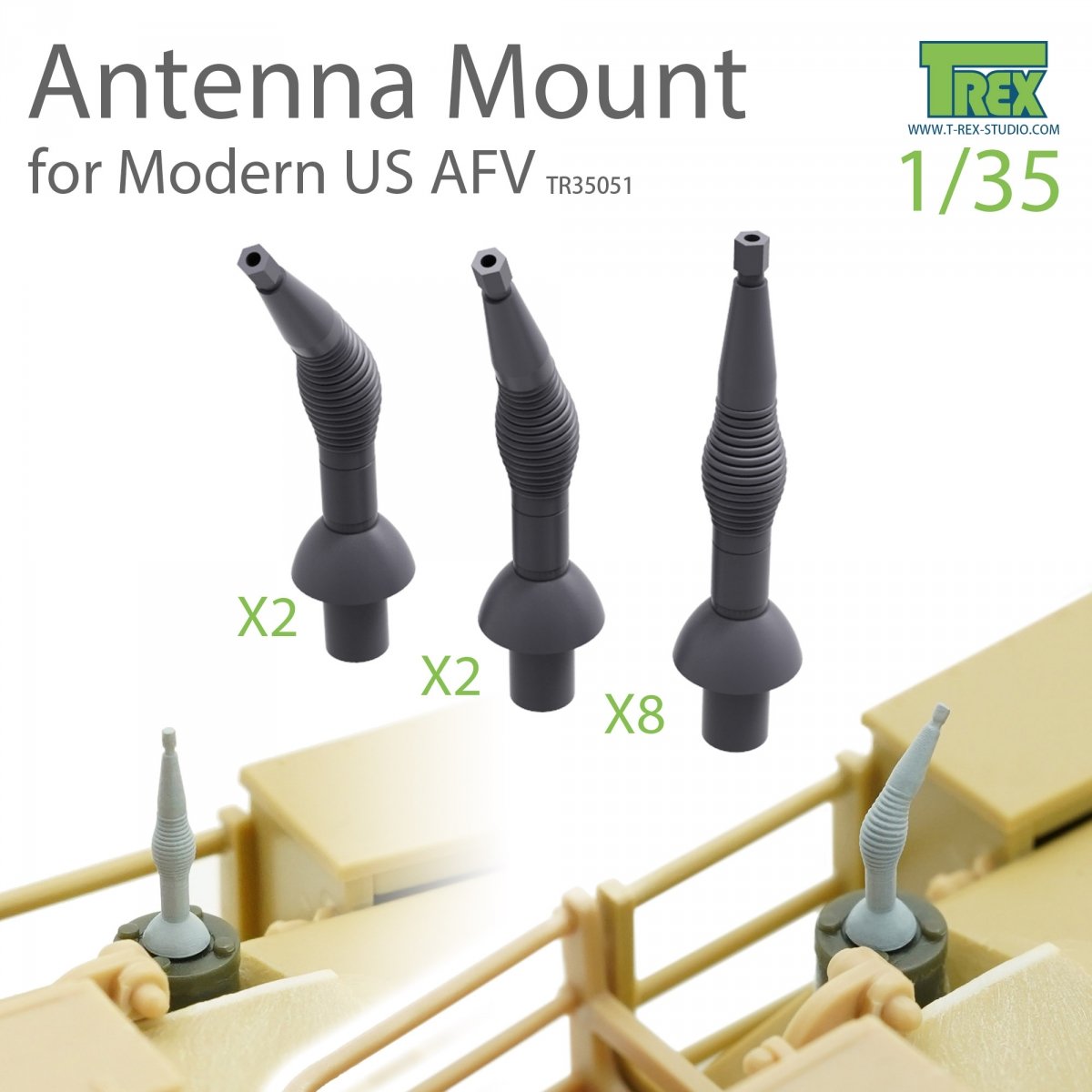 Kit de montage d'antenne T-Rex Studio TR35051 pour véhicules blindés américains modernes à l'échelle 1/35