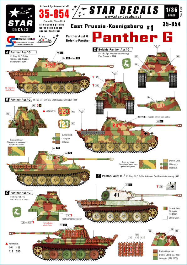 Star Decals 35-854 Prusse-Orientale/Koenigsberg 1 1/35